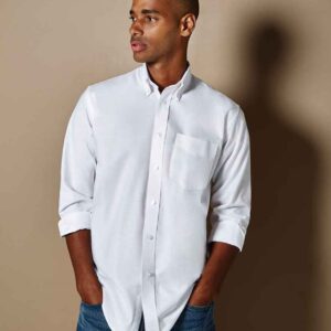 Kustom Kit Long Sleeve Classic Fit Workwear Oxford Shirt | White