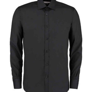 Kustom Kit Long Sleeve Slim Fit Business Shirt | Black