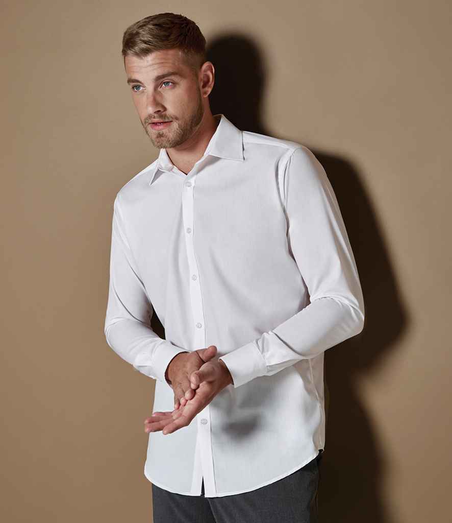 Kustom Kit Long Sleeve Slim Fit Business Shirt | White