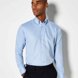 Kustom Kit Long Sleeve Slim Fit Oxford Twill Non-Iron Shirt | Light Blue