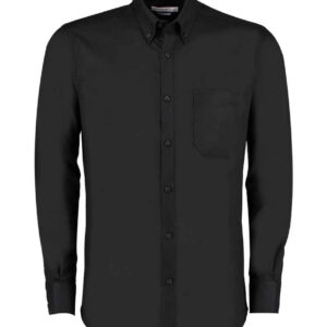 Kustom Kit Long Sleeve Slim Fit Workwear Oxford Shirt | Black