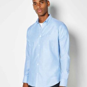 Kustom Kit Long Sleeve Slim Fit Workwear Oxford Shirt | Light Blue