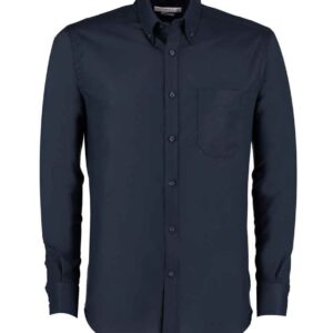 Kustom Kit Long Sleeve Slim Fit Workwear Oxford Shirt | Navy