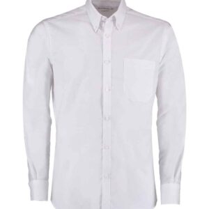 Kustom Kit Long Sleeve Slim Fit Workwear Oxford Shirt | White