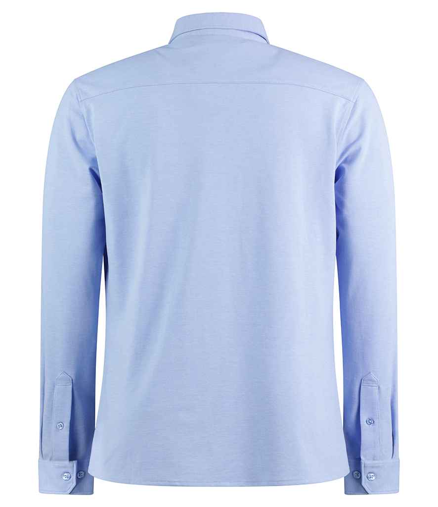 Kustom Kit Long Sleeve Superwash® 60°C Piqué Shirt | Light Heather Blue - Image 3