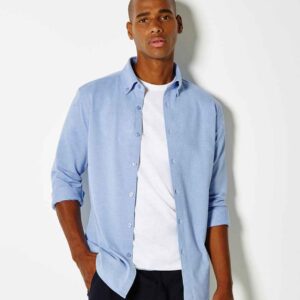 Kustom Kit Long Sleeve Superwash® 60°C Piqué Shirt | Light Heather Blue