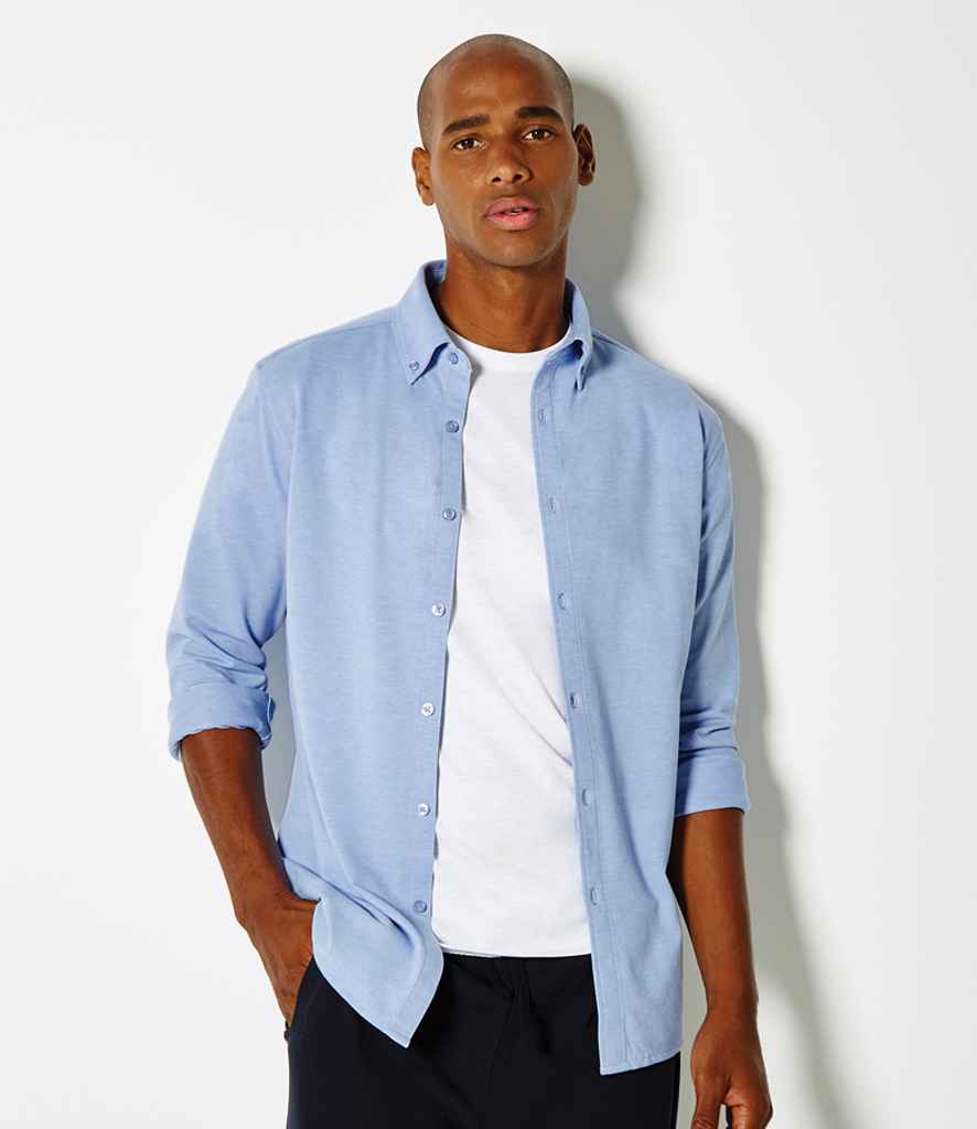 Kustom Kit Long Sleeve Superwash® 60°C Piqué Shirt | Light Heather Blue