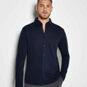 Kustom Kit Long Sleeve Superwash® 60°C Piqué Shirt | Navy
