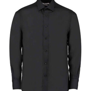 Kustom Kit Long Sleeve Tailored Business Shirt | Black