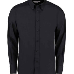 Kustom Kit Long Sleeve Tailored City Business Shirt | Black