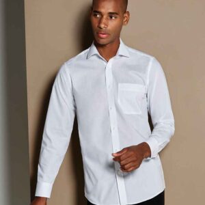 Kustom Kit Long Sleeve Tailored Poplin Shirt | White