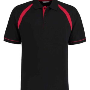 Kustom Kit Oak Hill Cotton Piqué Polo Shirt | Black/Bright Red