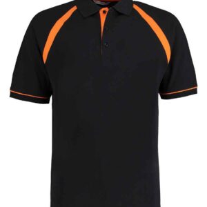 Kustom Kit Oak Hill Cotton Piqué Polo Shirt | Black/Orange