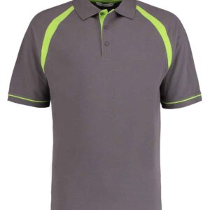 Kustom Kit Oak Hill Cotton Piqué Polo Shirt | Charcoal/Lime Green