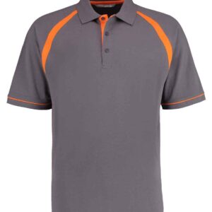 Kustom Kit Oak Hill Cotton Piqué Polo Shirt | Charcoal/Orange