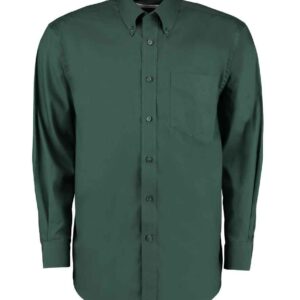 Kustom Kit Premium Long Sleeve Classic Fit Oxford Shirt | Bottle Green