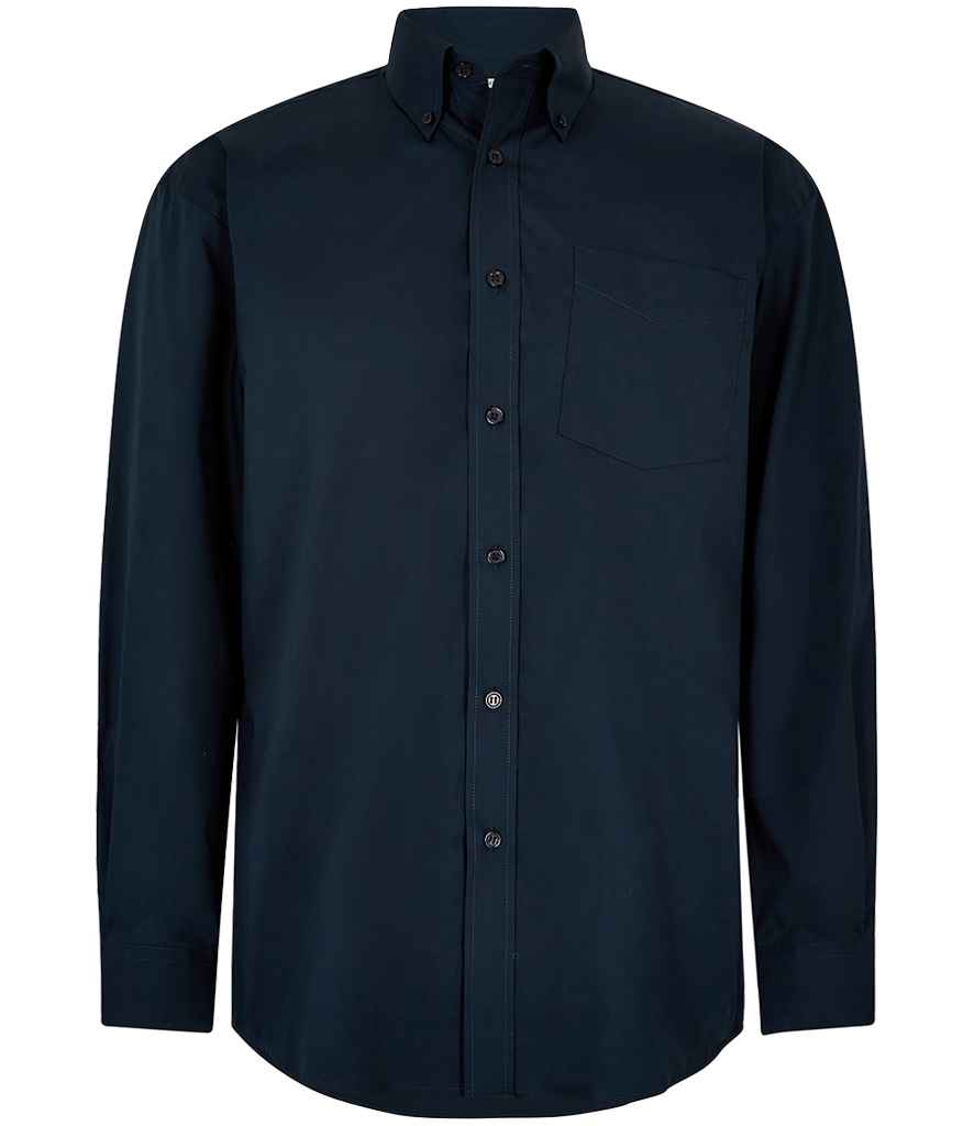 Kustom Kit Premium Long Sleeve Classic Fit Oxford Shirt | Dark Navy - Image 2