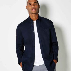 Kustom Kit Premium Long Sleeve Classic Fit Oxford Shirt | Dark Navy