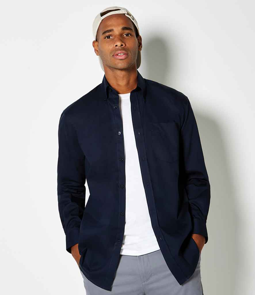 Kustom Kit Premium Long Sleeve Classic Fit Oxford Shirt | Dark Navy