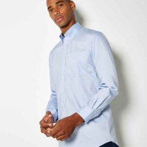 Kustom Kit Premium Long Sleeve Classic Fit Oxford Shirt | Light Blue