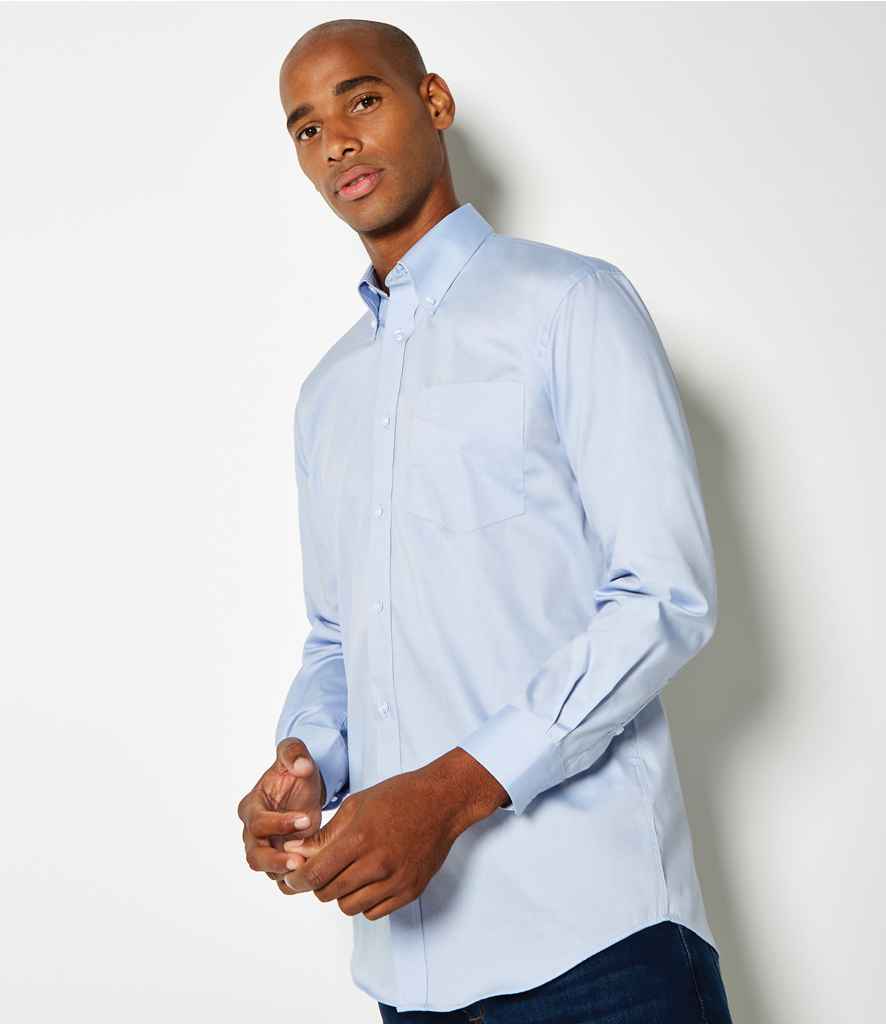 Kustom Kit Premium Long Sleeve Classic Fit Oxford Shirt | Light Blue