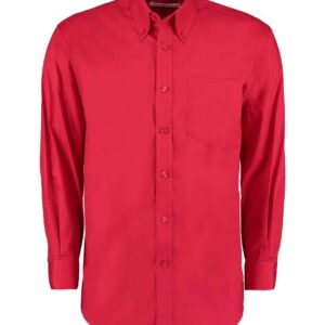 Kustom Kit Premium Long Sleeve Classic Fit Oxford Shirt | Red