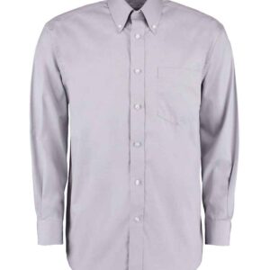 Kustom Kit Premium Long Sleeve Classic Fit Oxford Shirt | Silver