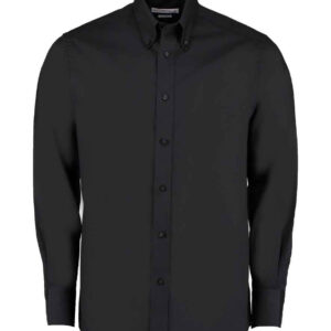 Kustom Kit Premium Long Sleeve Tailored Oxford Shirt | Black