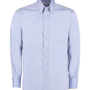 Kustom Kit Premium Long Sleeve Tailored Oxford Shirt | Light Blue