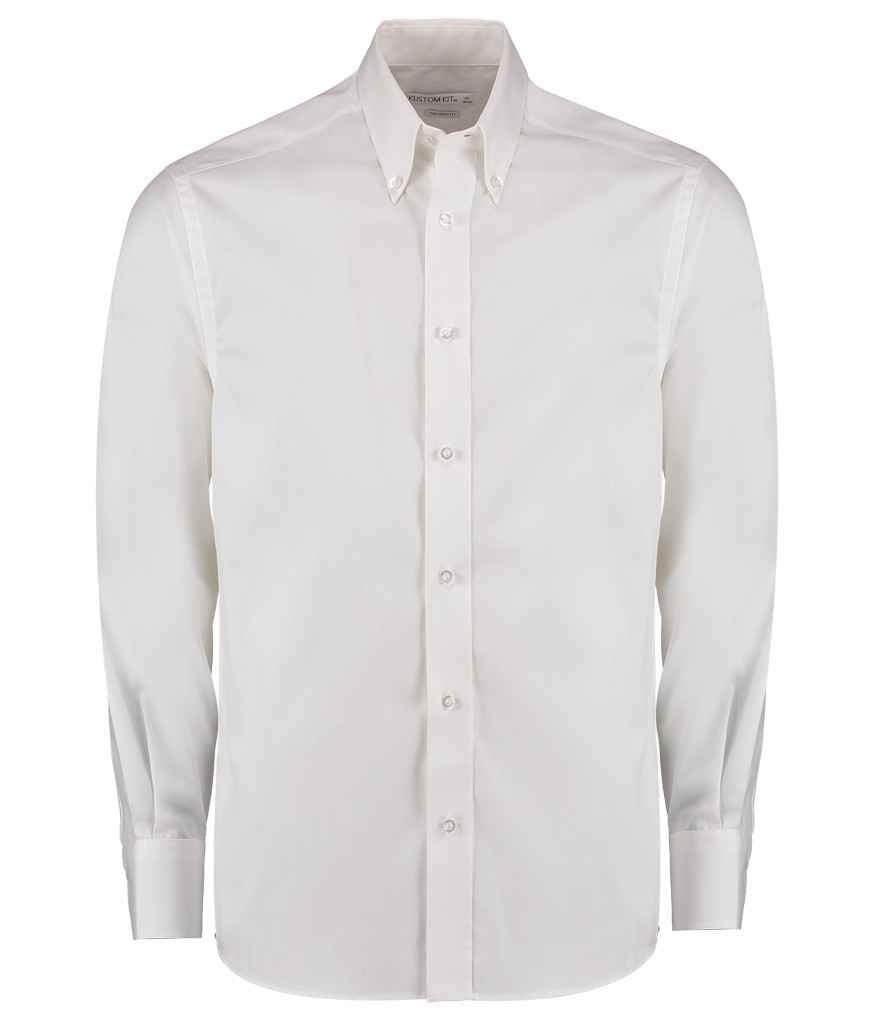 Kustom Kit Premium Long Sleeve Tailored Oxford Shirt | White - Image 3