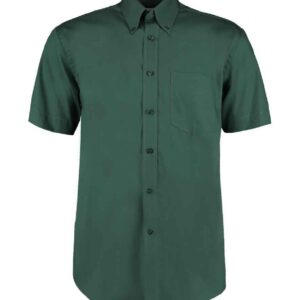 Kustom Kit Premium Short Sleeve Classic Fit Oxford Shirt | Bottle Green