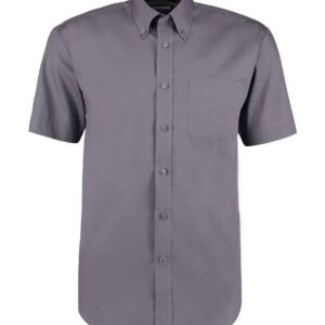 Kustom Kit Premium Short Sleeve Classic Fit Oxford Shirt | Charcoal