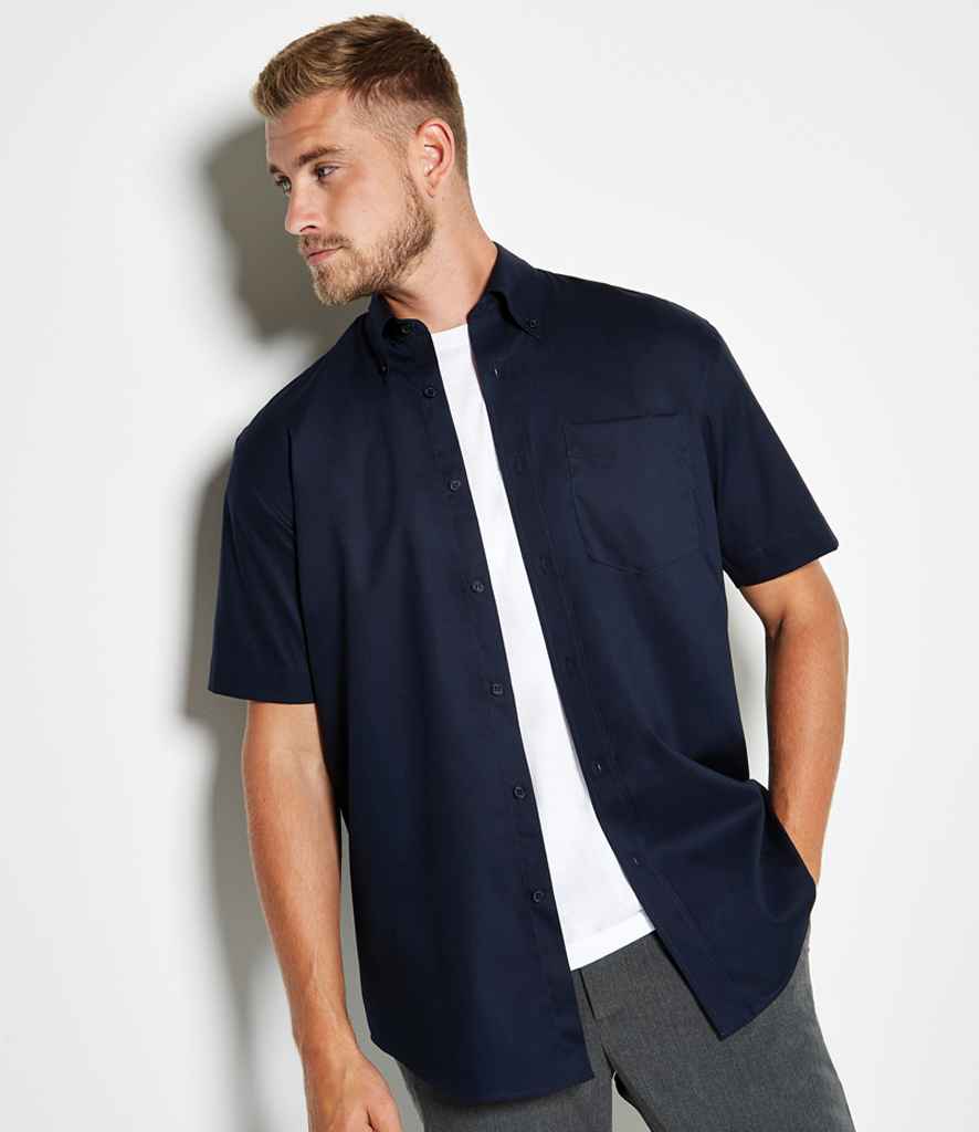 Kustom Kit Premium Short Sleeve Classic Fit Oxford Shirt | Dark Navy - Image 2