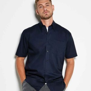 Kustom Kit Premium Short Sleeve Classic Fit Oxford Shirt | Dark Navy