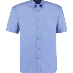 Kustom Kit Premium Short Sleeve Classic Fit Oxford Shirt | Mid Blue