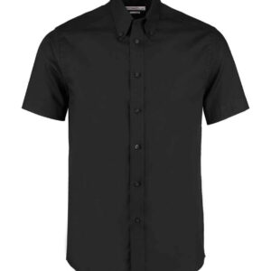 Kustom Kit Premium Short Sleeve Tailored Oxford Shirt | Black