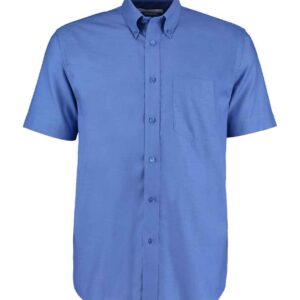 Kustom Kit Short Sleeve Classic Fit Workwear Oxford Shirt | Italian Blue