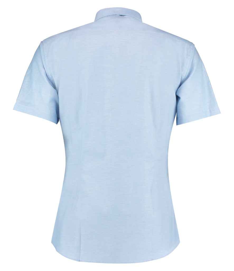 Kustom Kit Short Sleeve Slim Fit Oxford Shirt | Light Blue - Image 4