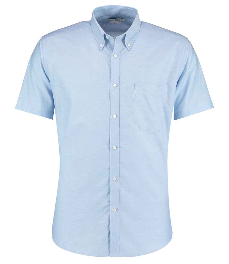 Kustom Kit Short Sleeve Slim Fit Oxford Shirt | Light Blue - Image 3