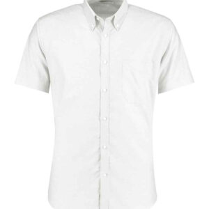 Kustom Kit Short Sleeve Slim Fit Oxford Shirt | White