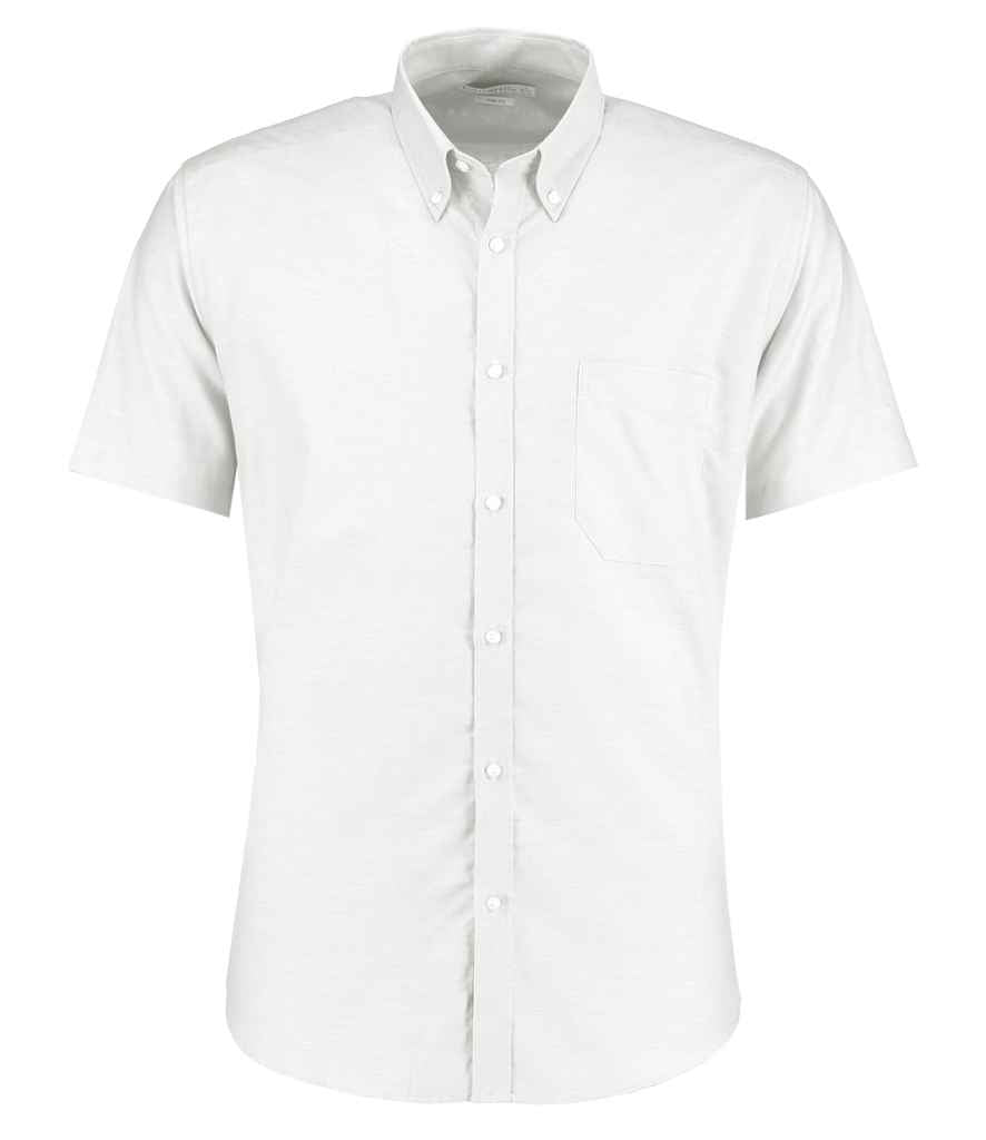Kustom Kit Short Sleeve Slim Fit Oxford Shirt | White