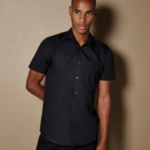 Kustom Kit Short Sleeve Tailored Poplin Shirt | Dark Navy