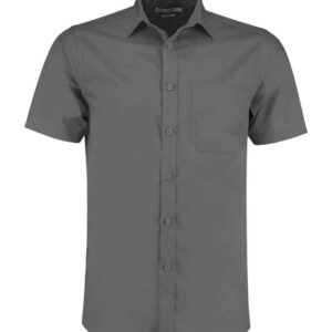 Kustom Kit Short Sleeve Tailored Poplin Shirt | Graphite Grey