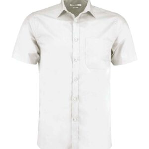 Kustom Kit Short Sleeve Tailored Poplin Shirt | White