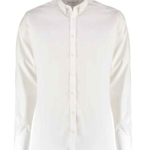 Kustom Kit Slim Fit Stretch Long Sleeve Oxford Shirt | White