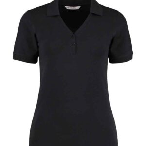 Kustom Kit Sophia Comfortec® V Neck Polo Shirt | Black
