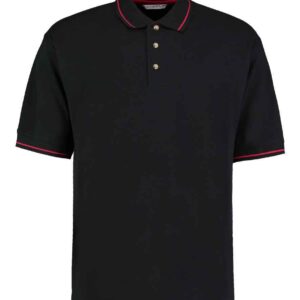 Kustom Kit St Mellion Tipped Cotton Piqué Polo Shirt | Black/Red