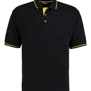 Kustom Kit St Mellion Tipped Cotton Piqué Polo Shirt | Black/Yellow