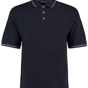 Kustom Kit St Mellion Tipped Cotton Piqué Polo Shirt | Navy/Light Blue