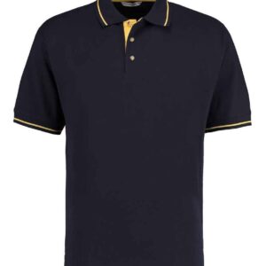 Kustom Kit St Mellion Tipped Cotton Piqué Polo Shirt | Navy/Yellow